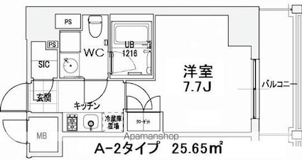 エスティメゾン王子[1K/25.65m2]の間取図