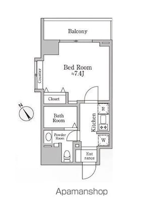 東京都世田谷区下馬２丁目[1K/25.14m2]の間取図