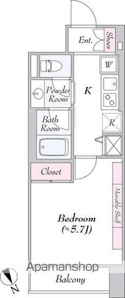 ヴァンテ・アン神楽坂[1K/27.88m2]の間取図