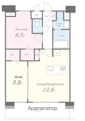 ＣＯＮＳＴＥＬＬＡＴＩＯＮ[1SLDK/57.32m2]の間取図
