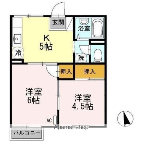 コーポ羽衣 Cシャルダンの間取り写真