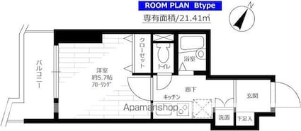 ステージファースト三軒茶屋[1K/21.41m2]の間取図