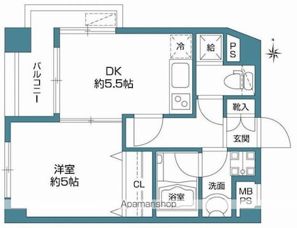 パナッシュ二子玉川[1DK/31.14m2]の間取図