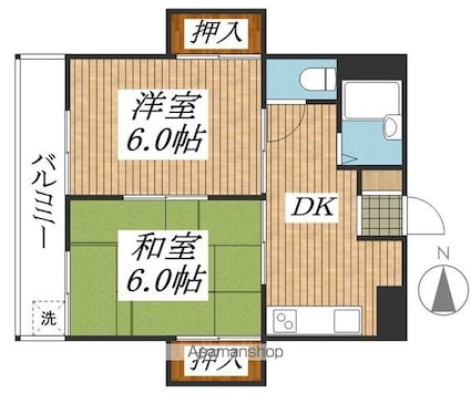 寿マンション[2DK/36.85m2]の間取図