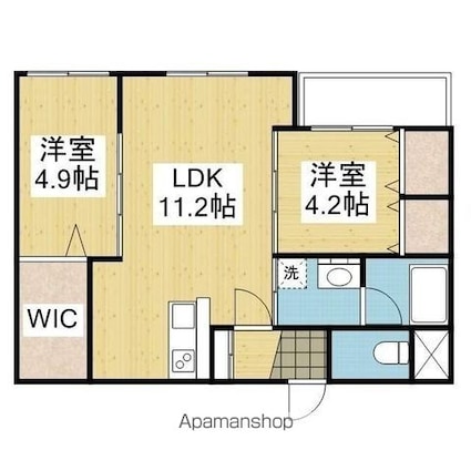 ソレイユ小坂[2LDK/46.45m2]の間取図
