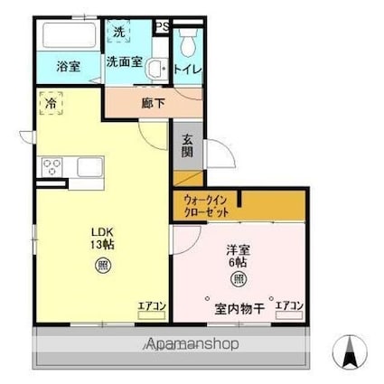 グレイスコートＢ棟[1LDK/48.02m2]の間取図