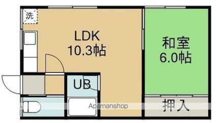 ハイツエーコーＮｏ．１（ハイツエーコーナンバーワン）[1LDK/38.66m2]の間取図