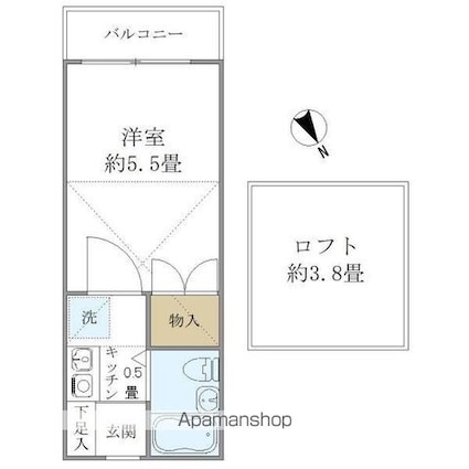 アーデル飛田給[1K/16.21m2]の間取図