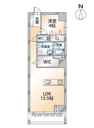 唐人荘[1LDK/50m2]の間取図