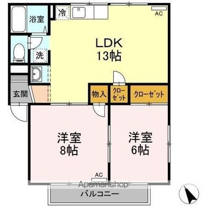 シャインポート屋島ＡＤ棟[2LDK/56m2]の間取図