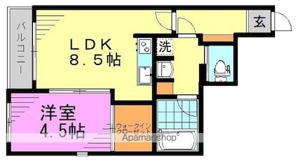 Ｗｅａｖｅ　Ｐｌａｃｅ　Ｈｉｇａｓｈｉｋｏｅｎｊｉ[1LDK/37.27m2]の間取図