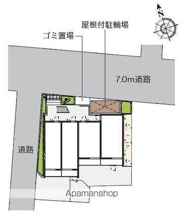 クレイノＳｍａｌｌＲｉｖｅｒⅡ[1K/25.51m2]の配置図
