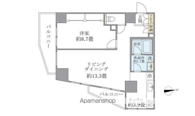 ＩＳＭ石神井公園[1LDK/56.55m2]の間取図