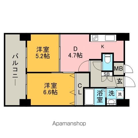 福岡市東区東浜のマンションの間取り