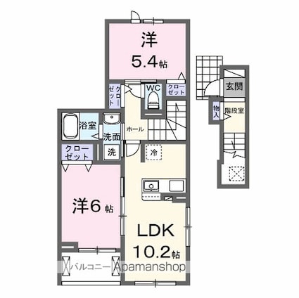 仮）六高台５丁目アパートⅡ[2LDK/54.61m2]の間取図