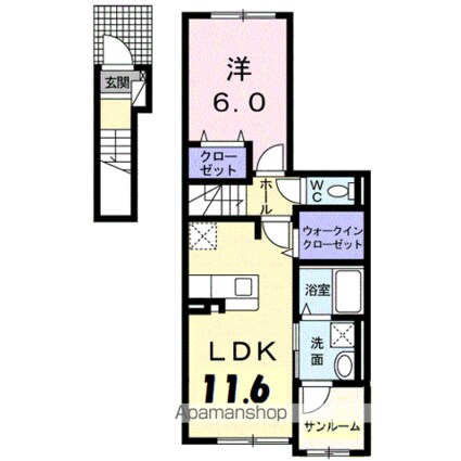メロウ　ヴィラ　Ⅱ[1LDK/52.61m2]の間取図