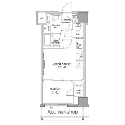 ザ・パークハビオ三軒茶屋[1DK/31.72m2]の間取図