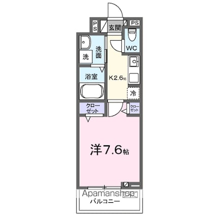 ヒカルサ　甲府住吉ノース[1K/27.02m2]の間取図