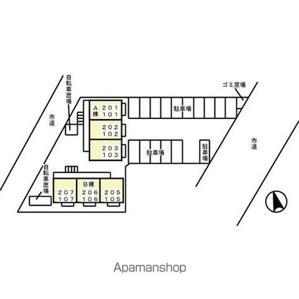 アドバンス小牧　Ｂ[1K/30.3m2]の配置図