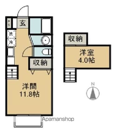 コーポこうのⅡ[1R/26.4m2]の間取図