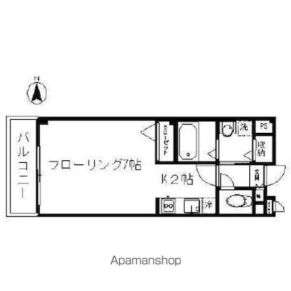 カーサ・プラシード[1R/25.25m2]の間取図
