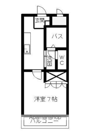 メルヴェール・チェンバー[1K/24.84m2]の間取図