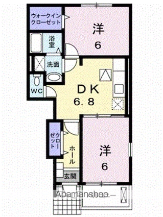 ボヌールプラスＡ[2DK/46.79m2]の間取図