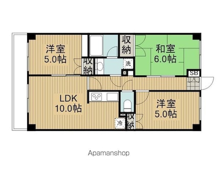 東京都中野区白鷺２丁目[3LDK/57m2]の間取図