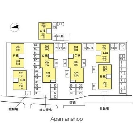 サンタウン円座　Ｅ棟[2LDK/53.46m2]の配置図