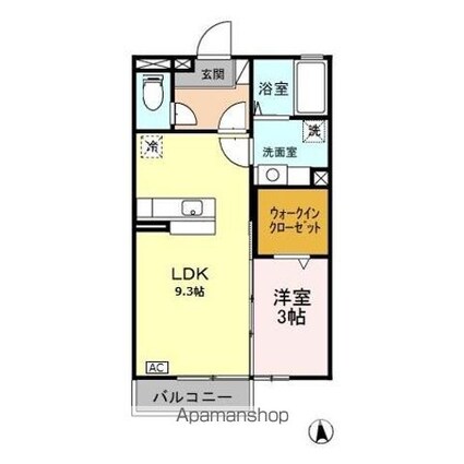 カサ・デ・サチ　Ⅱ[1LDK/33.39m2]の間取図