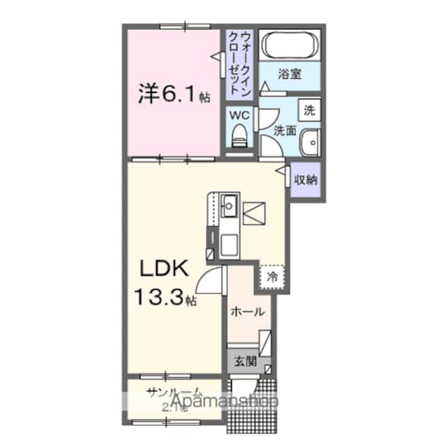 グラースＳＡＭ　Ⅱ[1LDK/50.05m2]の間取図