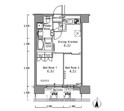 パークアクシス東陽町[2DK/38.75m2]の間取図
