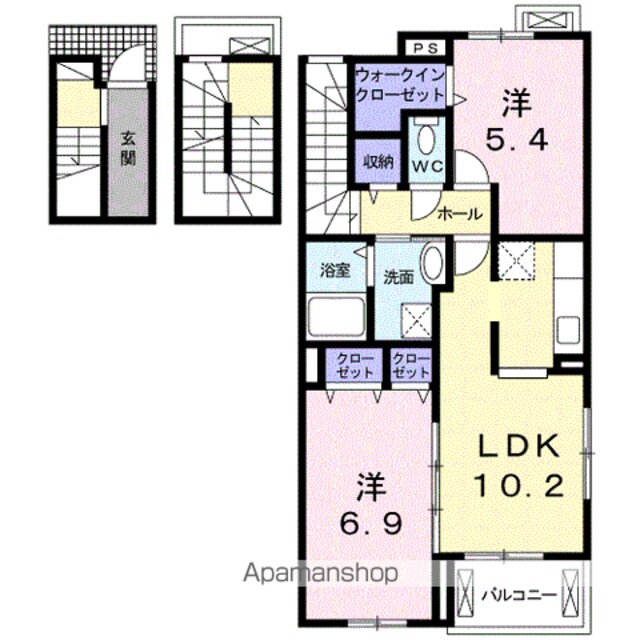 リヴェール土入　Ⅰ[2LDK/64.56m2]の間取図