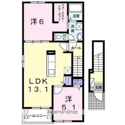 エム・シャルム善通寺Ⅱ[2LDK/58.7m2]の間取図