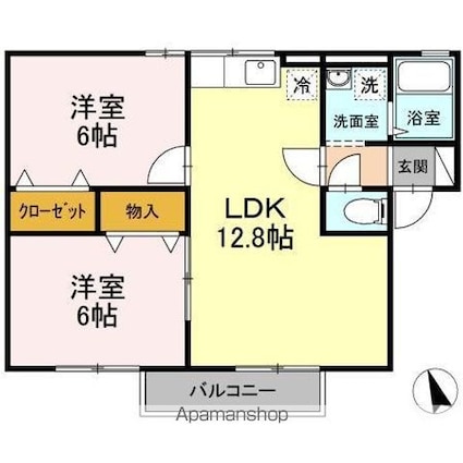 ウィルモア　さくら野[2LDK/53.8m2]の間取図