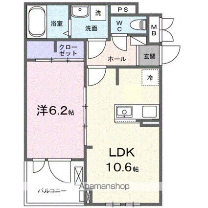 フルール彦根[1LDK/40.14m2]の間取図
