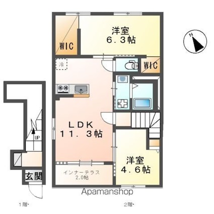 Ｓｏｌｅｉｌ　Ｌｅｖａｎｔ（ソレイユ　ルヴァン）[2LDK/57.85m2]の間取図