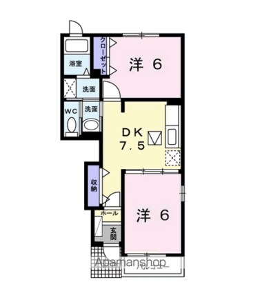 メゾンラルジュ　Ｂ[2DK/44.82m2]の間取図