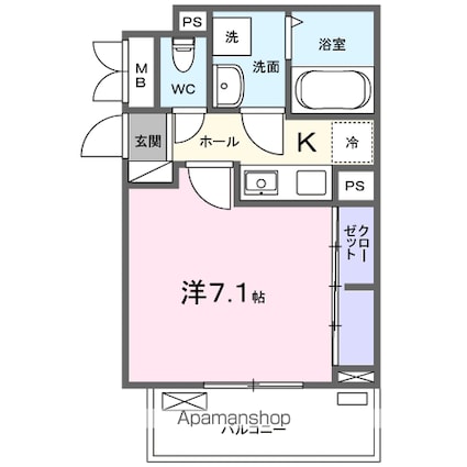 プリムローズ　野村[1K/25.83m2]の間取図