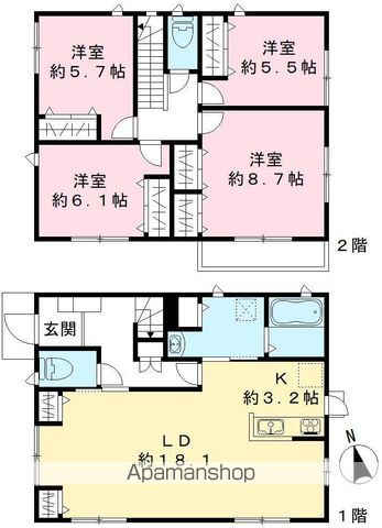 【中野区上鷺宮の戸建ての間取り】