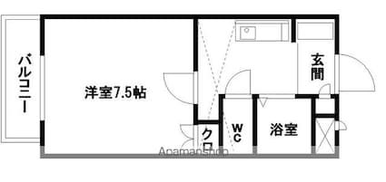 ネオ・ブライト那珂Ⅱ[1K/23.29m2]の間取図