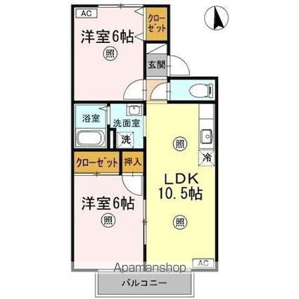 セレーノ岡本　Ａ棟[2LDK/50.39m2]の間取図