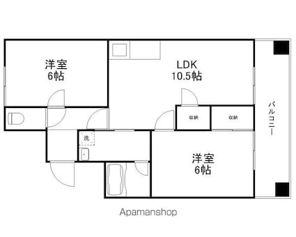 第２松儀ハイツ[2LDK/49.53m2]の間取図