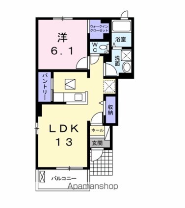 サンヴェール大芝Ｂ[1LDK/45.77m2]の間取図