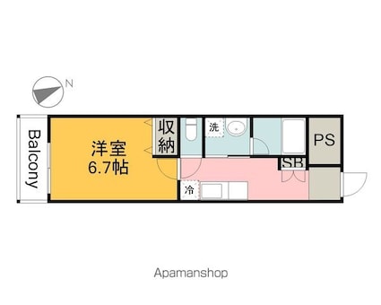 Ｐａｂｌｏ観音本町Ⅱ[1K/27.23m2]の間取図