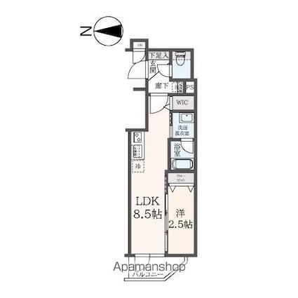 ハーモニーレジデンス東新宿[1LDK/29.37m2]の間取図