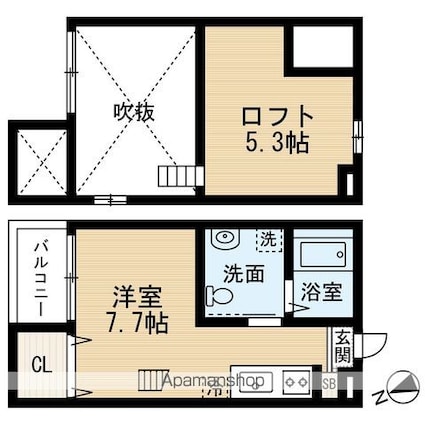 Ａｍｏｌｉｒ[1R/19.47m2]の間取図