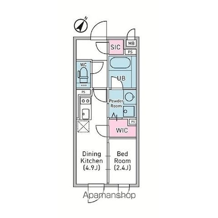 デュオメゾン渋谷松濤[1DK/25.06m2]の間取図