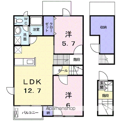 エヴァーグレイス[2LDK/65.14m2]の間取図