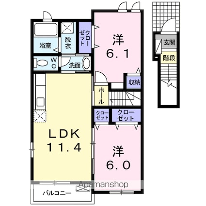 ラ　ベル　メゾン　Ａ[2LDK/57.07m2]の間取図